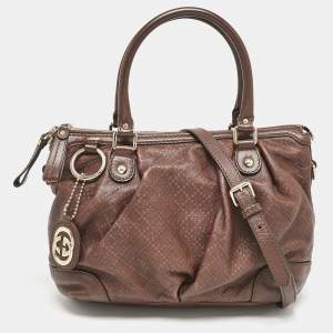Gucci Brown Diamante Leather Medium Sukey Tote