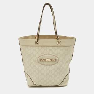 Gucci Off White Guccissima Leather Punch Tote