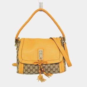 Gucci Beige and Yellow GG Canvas Bella Shoulder Bag