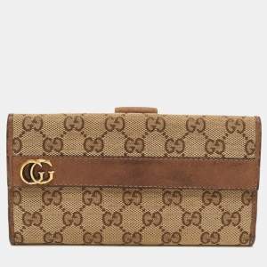 Gucci Beige GG Canvas Double G Continental Wallet