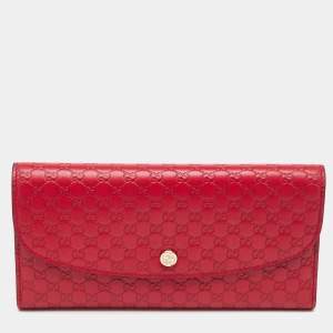 Gucci Red Microguccissima Leather Flap Continental Wallet
