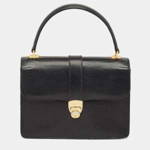 Gucci Black Lizard Vintage Top Handle Bag