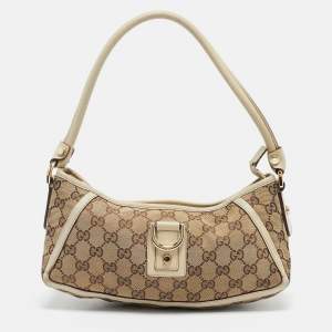 Gucci Off White/Beige GG Canvas Abbey D-Ring Pochette