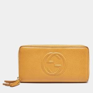 Gucci Orange Leather Soho Zip Continental Wallet