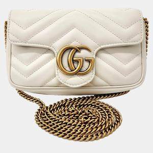 Gucci Cream Leather Matrace Super Mini crossbody Bag