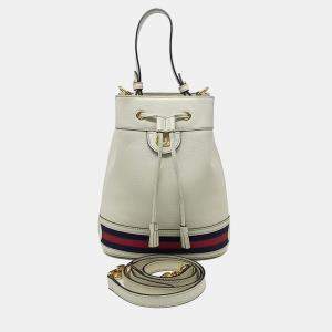 Gucci Cream Leather Ophidia small bucket bag