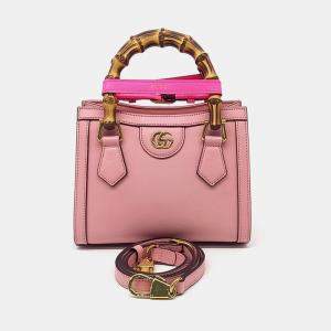 Gucci Pink Leather Diana tote and shoulder bag