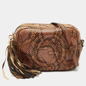Gucci Brown/Orange Python Small Soho Disco Crossbody Bag