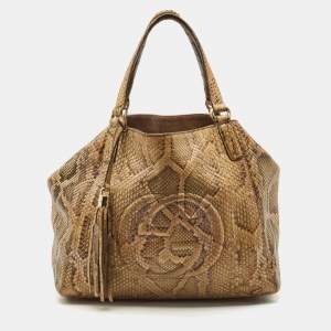 Gucci Beige Python Medium Dubai Exclusive Soho Tote