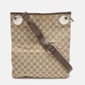 Gucci Beige/Brown GG Canvas and Leather Eclipse Messenger Bag