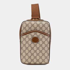 Gucci Brown GG Supreme Interlocking G Sling Bag