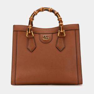 Gucci Brown Leather Small Bamboo Diana Satchel