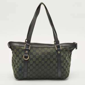 Gucci Green GG Canvas Abbey D-Ring Tote
