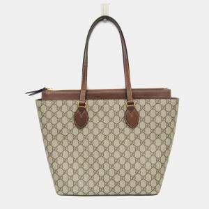 Gucci Beige Brown GG Supreme Tote Bag