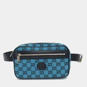 Gucci Blue Dark Navy GG Canvas Leather Waist Bag