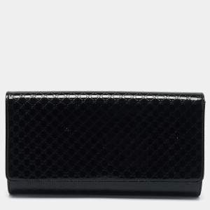 Pre Owned Gucci Black Microguccissima Patent Leather Medium Broadway Clutch