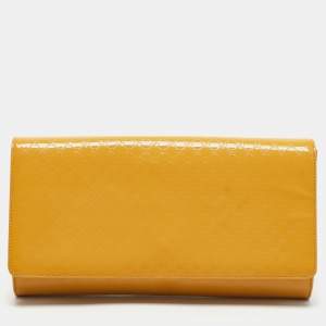 Gucci Yellow Microguccissima Patent Leather Medium Broadway Clutch
