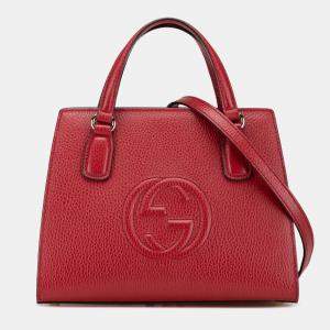 Gucci Red Medium Dollar Calf Soho Top Handle Convertible Tote