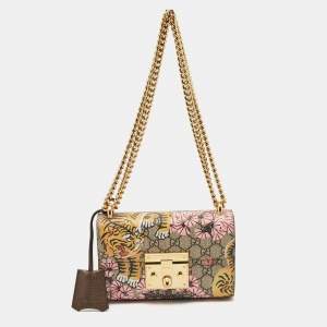 Gucci Brown/Beige GG Bengal Tiger Supreme Canvas and Leather Small Padlock Shoulder Bag