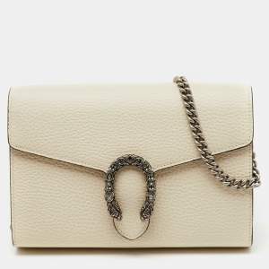 Gucci White Leather Dionysus Wallet on Chain