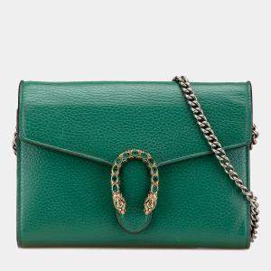 Gucci Green Mini Leather Dionysus Wallet on Chain