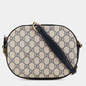 Gucci Beige/Navy Blue Mini GG Supreme Chain Crossbody