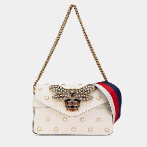 Gucci White Leather Queen Margaret Broadway Mini  Satchel