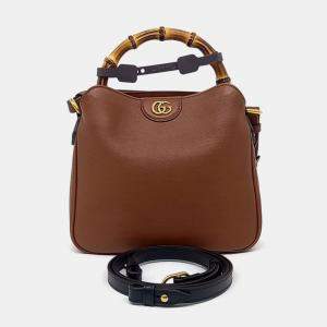 Gucci Brown Leather Diana small shoulder bag