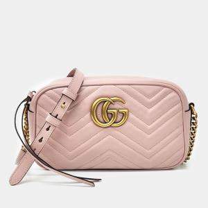 Gucci Pink Leather Marmont Crossbody Bag 