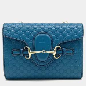 Gucci Blue Leather Micro Cimaline Crossbody Bag