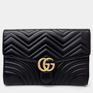 Gucci Black Leather Marmont Clutch