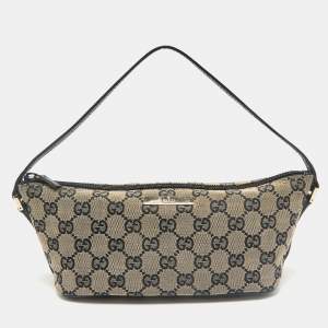 Gucci Black/Beige GG Canvas Boat Pochette 