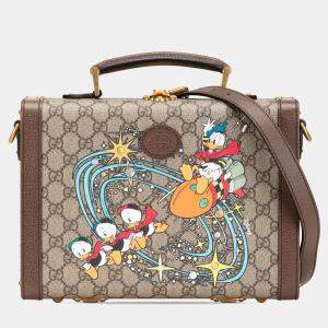 Gucci Beige/Brown Disney GG Supreme Donald Duck Savoy Vanity Case