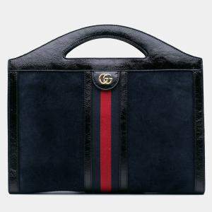 Gucci Navy Blue Suede Ophidia Satchel