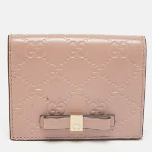 Gucci Blush Pink Microguccissima Leather Bow Card Case
