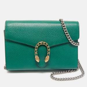 Gucci Green Leather Dionysus Wallet on Chain