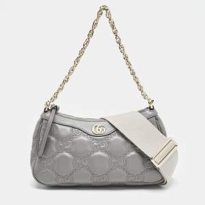 Gucci Grey GG Matelasse Leather Small Shoulder Bag