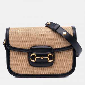 Gucci Brown Small Canvas Horsebit 1955 Shoulder Bag