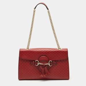 Gucci Red Microguccissima Leather Medium Emily Chain Shoulder Bag