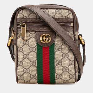 Gucci Beige Brown Mini GG Supreme Ophidia Crossbody