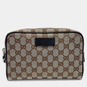 Gucci Beige Brown Fabric Jacquard Hip Sack bag