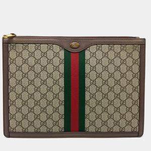 Gucci Beige Canvas Supreme Portfolio Clutch