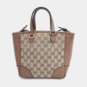 Gucci Beige Canvas Jacquard Tote and Shoulder Bag