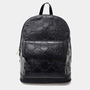 Gucci Black Leather GG Embossed Backpack