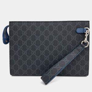 Gucci Grey Canvas GG Detail Clutch