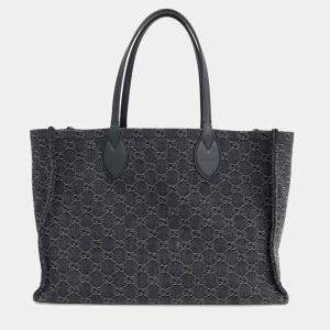 Gucci Black Denim Ophidia GG Large Tote Bag