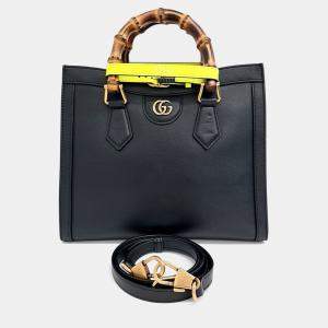 Gucci Black Leather Diana Bamboo Small Bag 