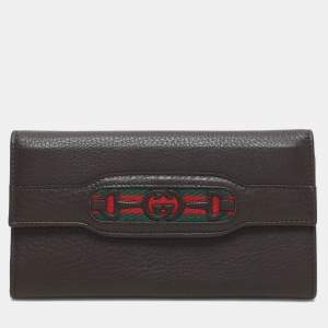 Gucci Brown Leather Horsebit Web Continental Wallet