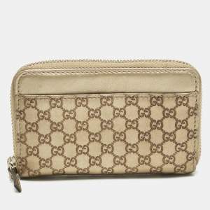 Gucci Gold Guccissima Leather Zip Coin Purse