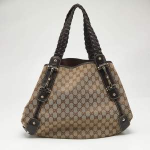 Gucci Beige/Brown GG Canvas and Leather Pelham Shoulder Bag